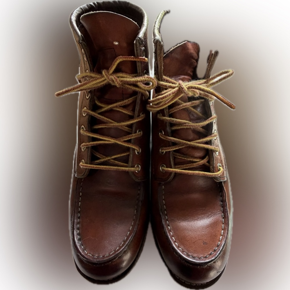 Red Wing Shoes brown leather moc-toe lace-up boots